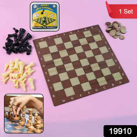 Chess  Checkers 2-in-1 Travel Game - (1 Set)