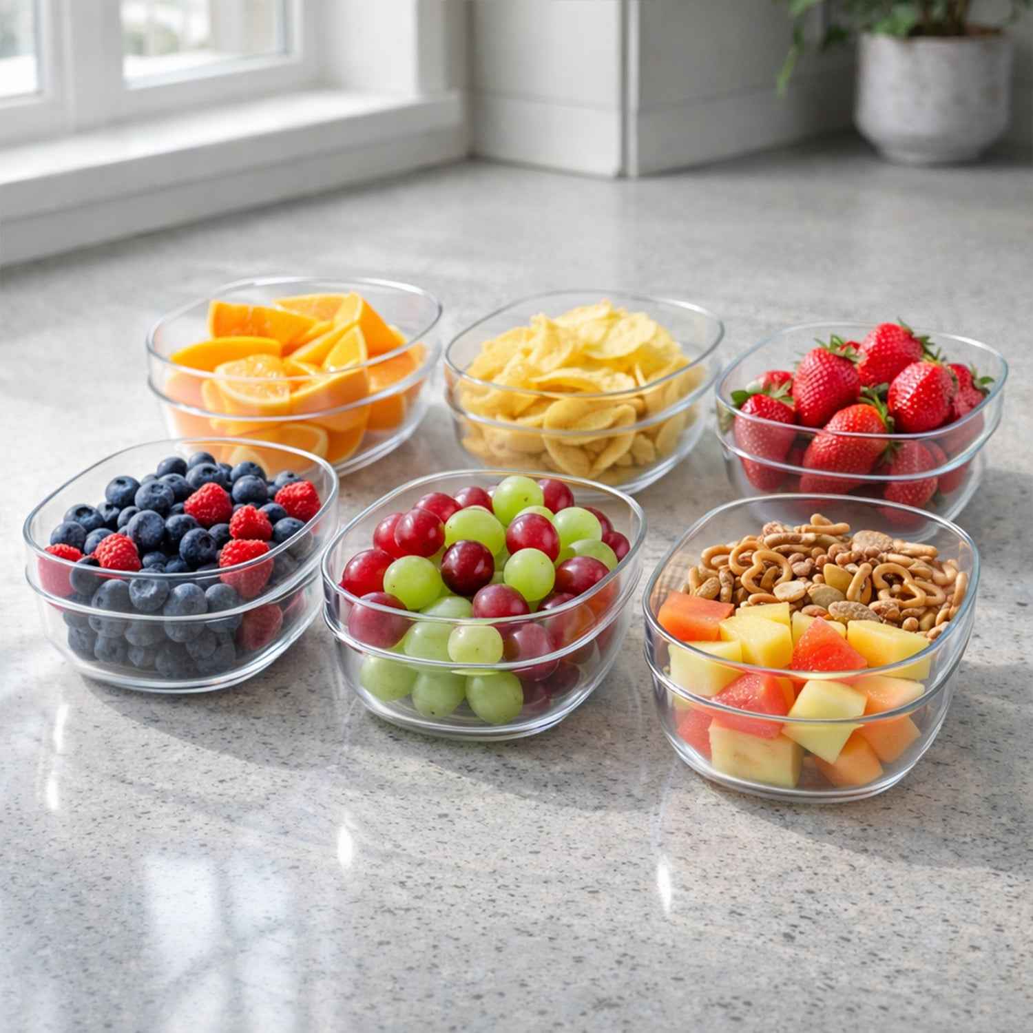 Multipurpose Transparent Serving  Storage Bowls Set (6 Pc Set)