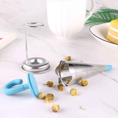 Reusable Cute Umbrella Tea Strainer With Tray  Stand (1 Pc)
