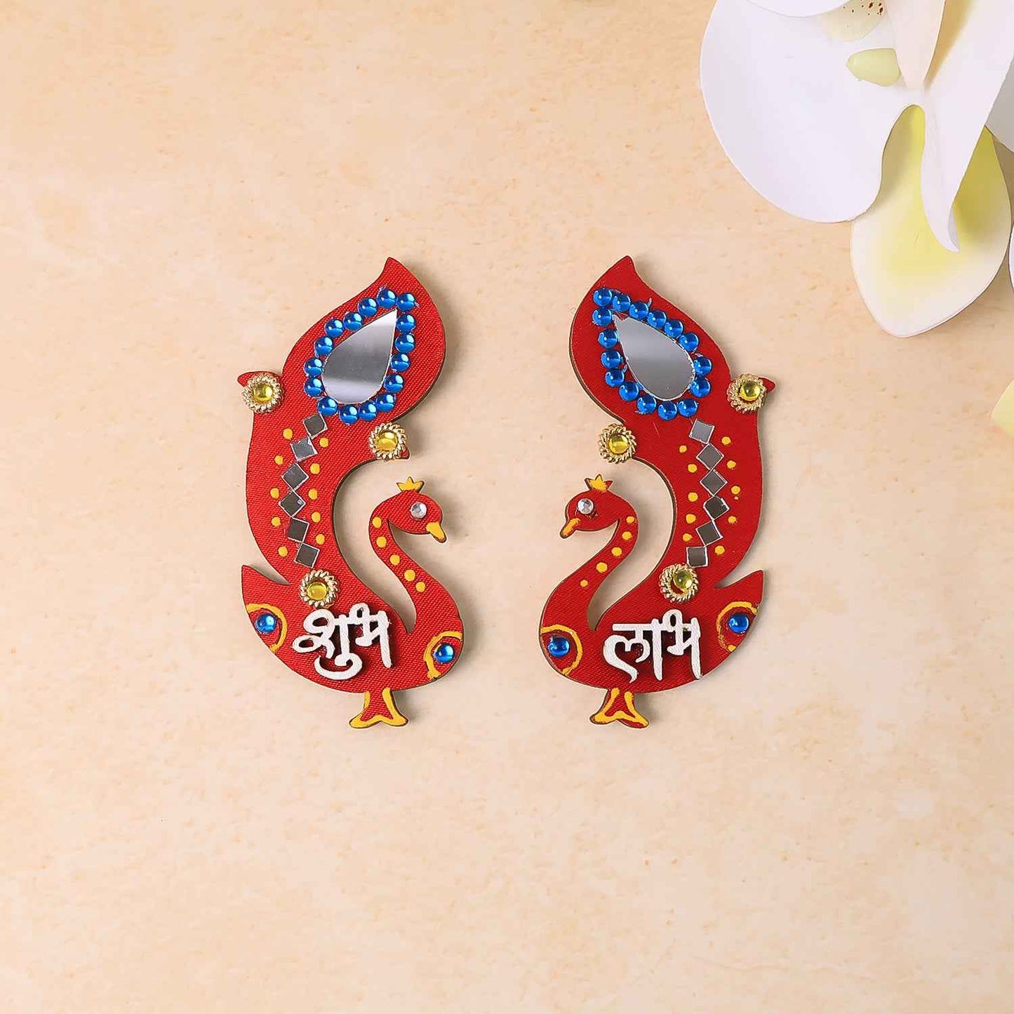 Decorative Wooden Shubh Labh Wall Hanging (2 Pc)