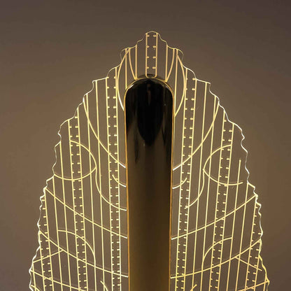 Elegant Plastic Led Table Lamp With Leaf Design Shade (1 Pc)