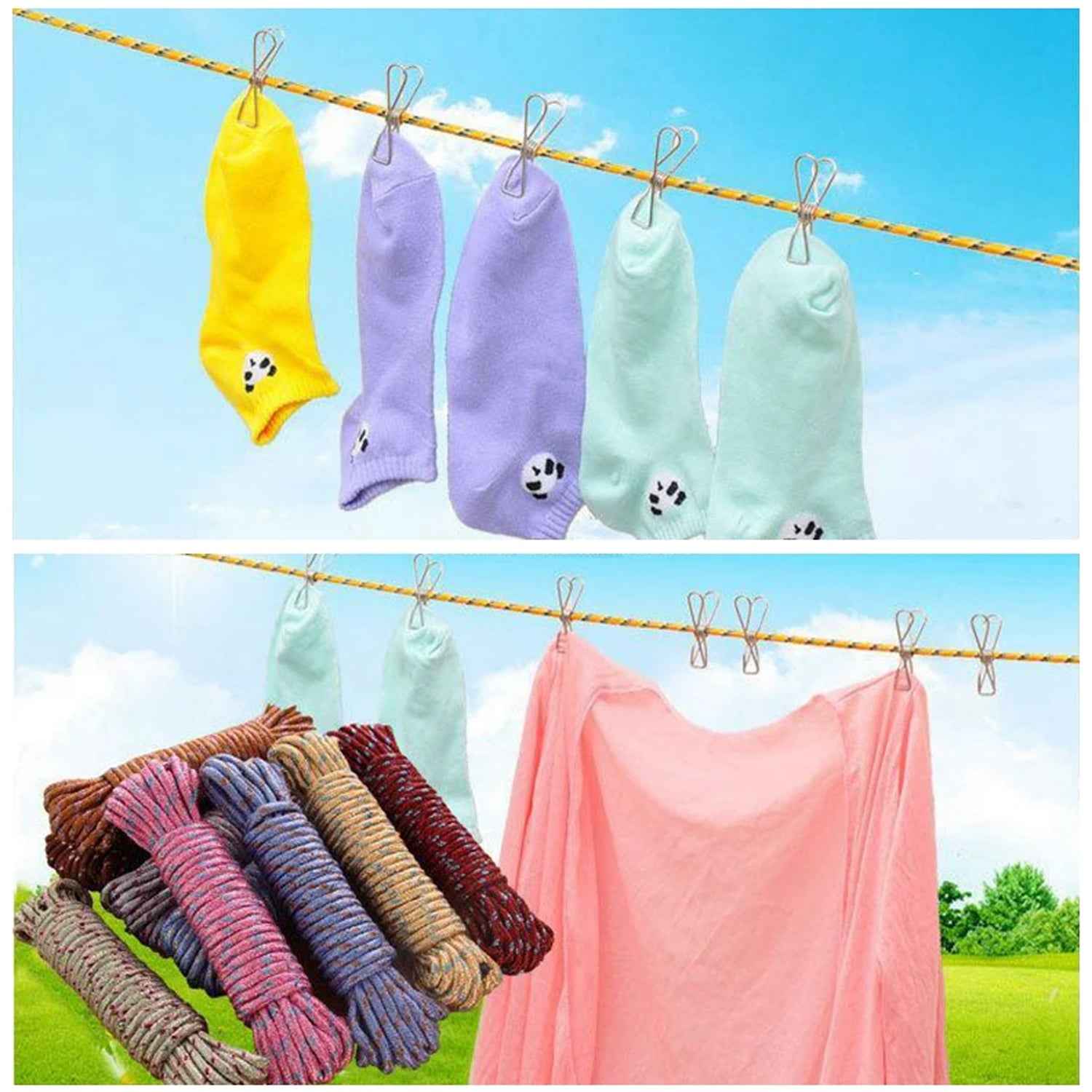 9059 10 Meter Heavy Duty Laundry Drying Clothesline Rope Portable Travel Nylon Cord Sturdy Clothes Line For Outdoor Camping Indoor Crafting Art Projects