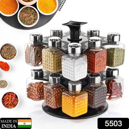 5503 All New Square 16 Bottle Design 360 Degree Revolving Spice Rack Container Condiment Pieces Set Square Small Container - Best Deals at BeSh Deals®