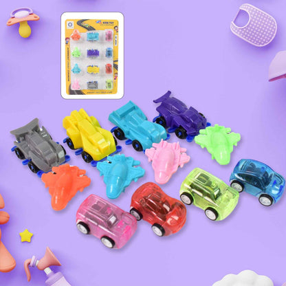 Mini Pull Back Car  Aeroplane Plastic Pull Back Car Cartoon Toys (12 Pcs Set)