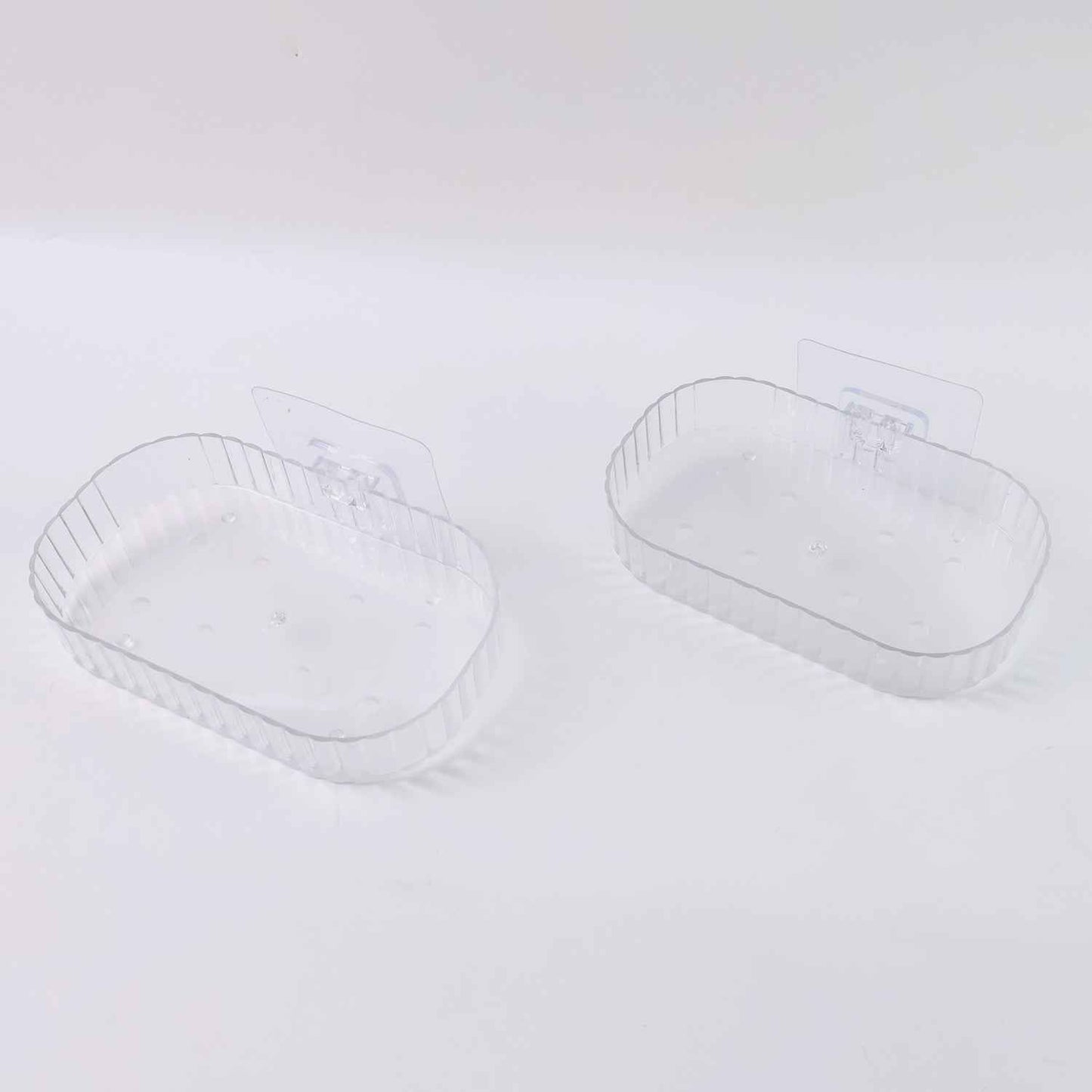 Self Adhesive Transparent Wall Mounted Soap Dish Holder (2 Pc)