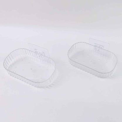 Self Adhesive Transparent Wall Mounted Soap Dish Holder (2 Pc)