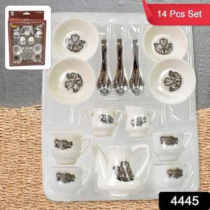 4445 Tickles Tea Toy Set  Coffee Kitchen Plastic Set Toy For Kids Boys  Girls (14 Pcs)