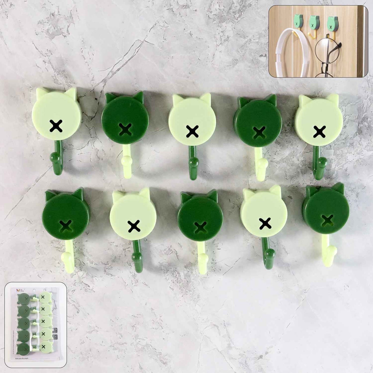 Self Adhesive Round Wall Hooks (10 Pc)