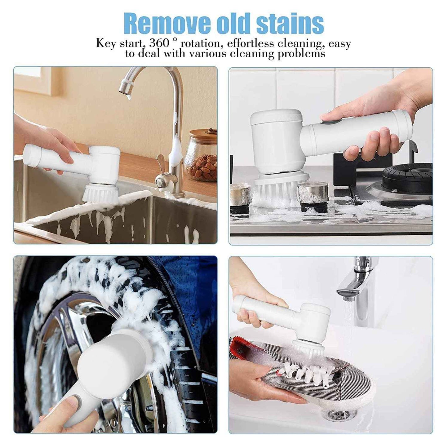 B Grade 5 In 1 Electric Cleaning Spin Brush With Multiple Replaceable Heads