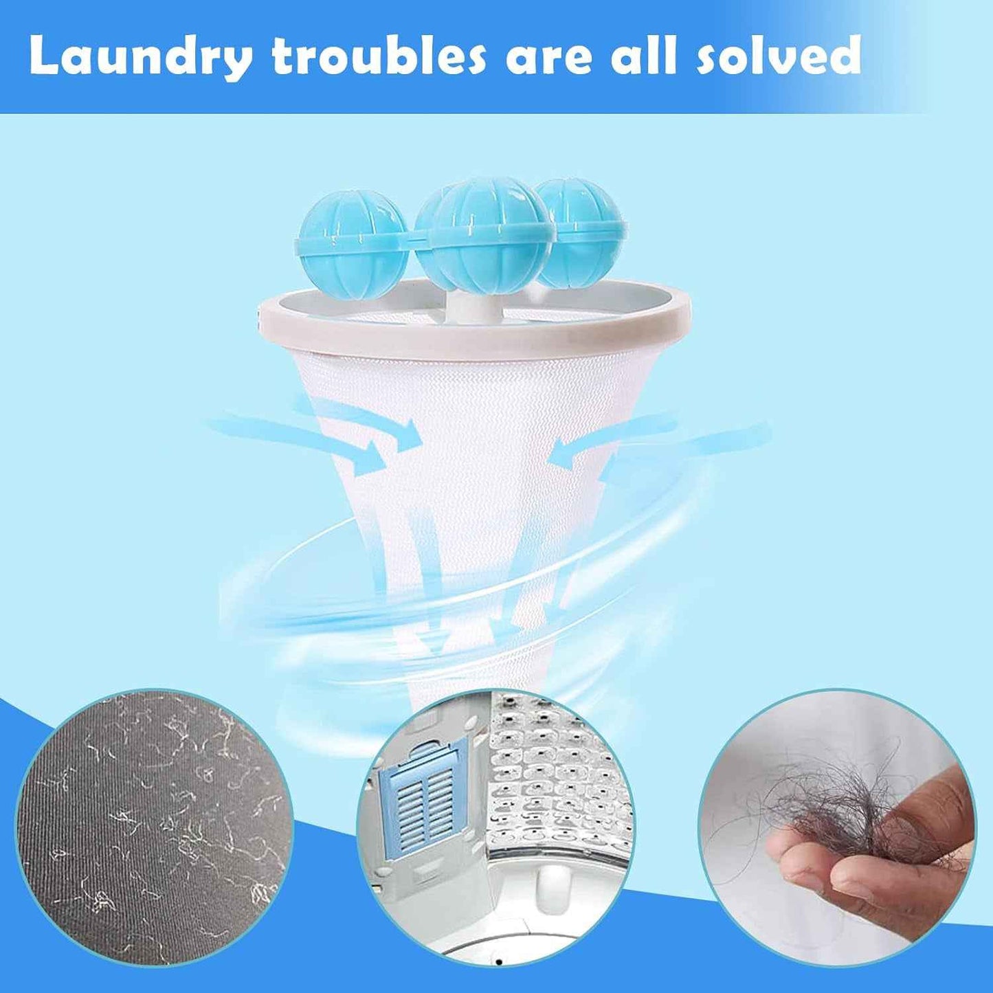 12604 Laundry Ball Floating Pet Fur Lint Hair Catcher Household Reusable Washing Machine Floating Lint Mesh Bag Hair Filter Net Pouch Washing Lint Hair Remover Net Mesh Bag Dryer (1 Pc)