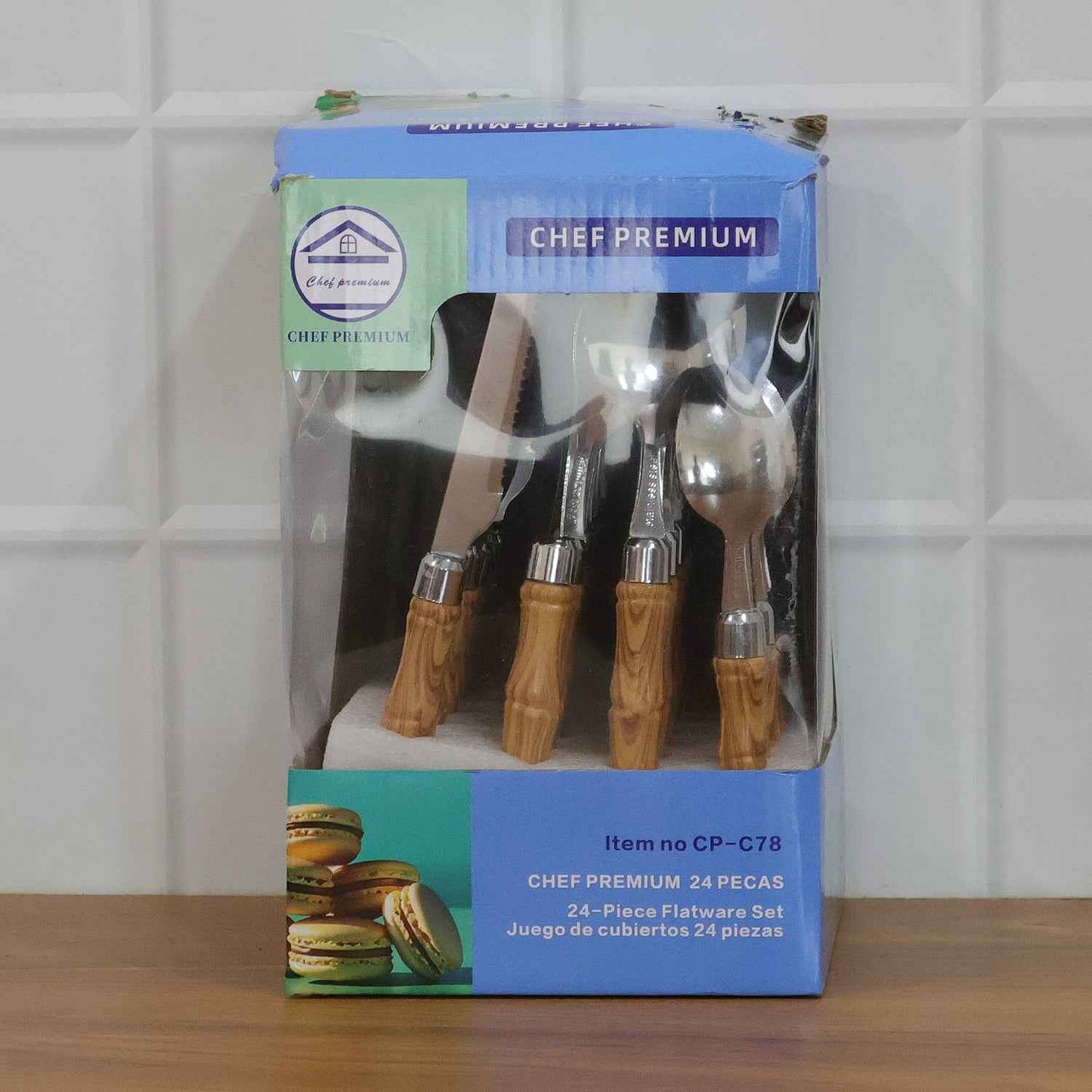 Stainless Steel Cutlery Set With Wooden Finish Handle (24 Pc Set)