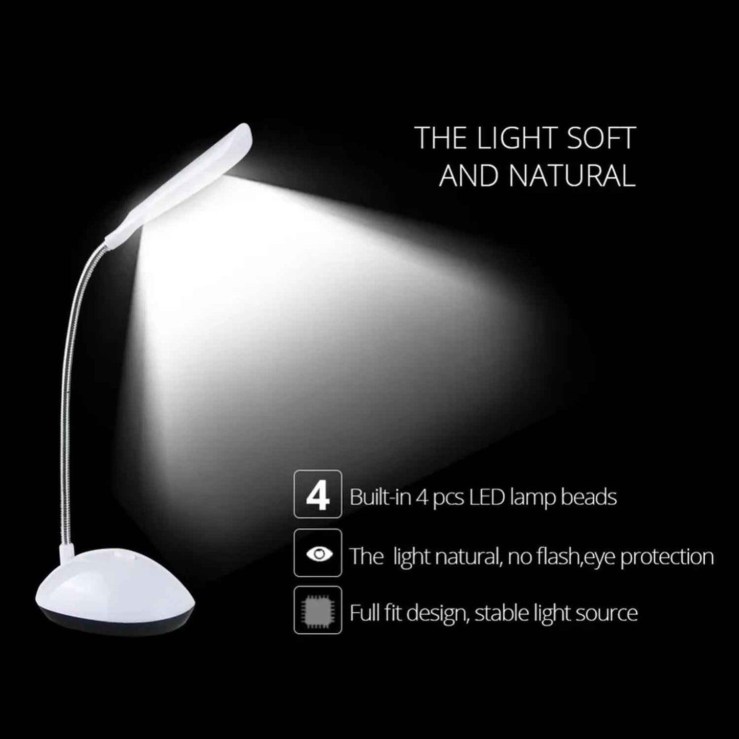 0255a Fashion Wind Led Desk Light Led Lamps Button Control Portable Flexible Neck Eye-caring Table Reading Lights For Readingrelaxationbedtime