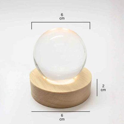 3d Crystal Lakshmi Ball Led Night Lamp With Wooden Base