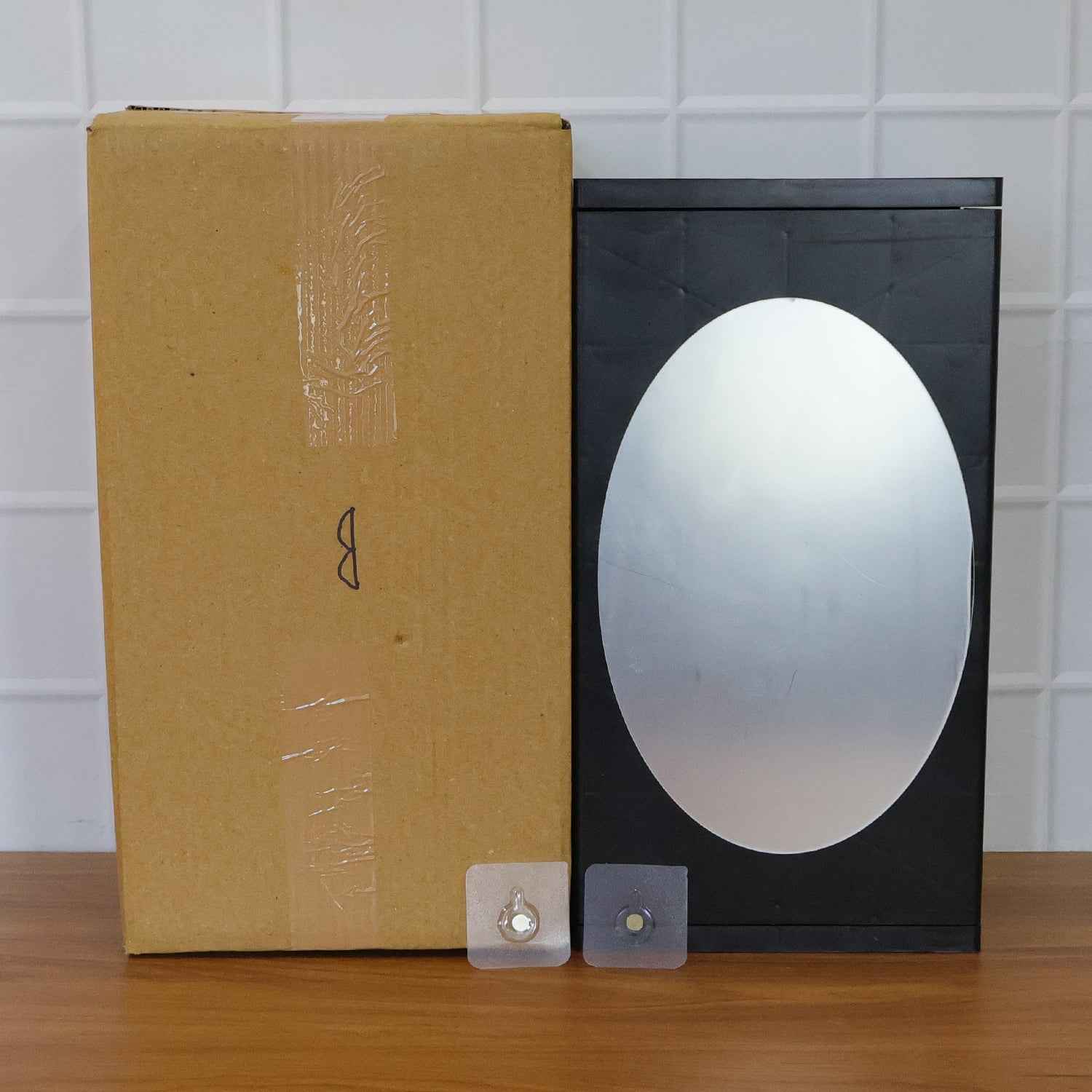 Wall Mounted Black Rotating Storage Cabinet Organizer (1 Pc 22x42 Cm)