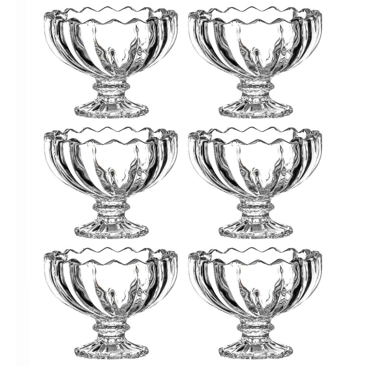 Glass Ice Cream Bowls Glass Dessert Cups For Sundae (6 Pcs)