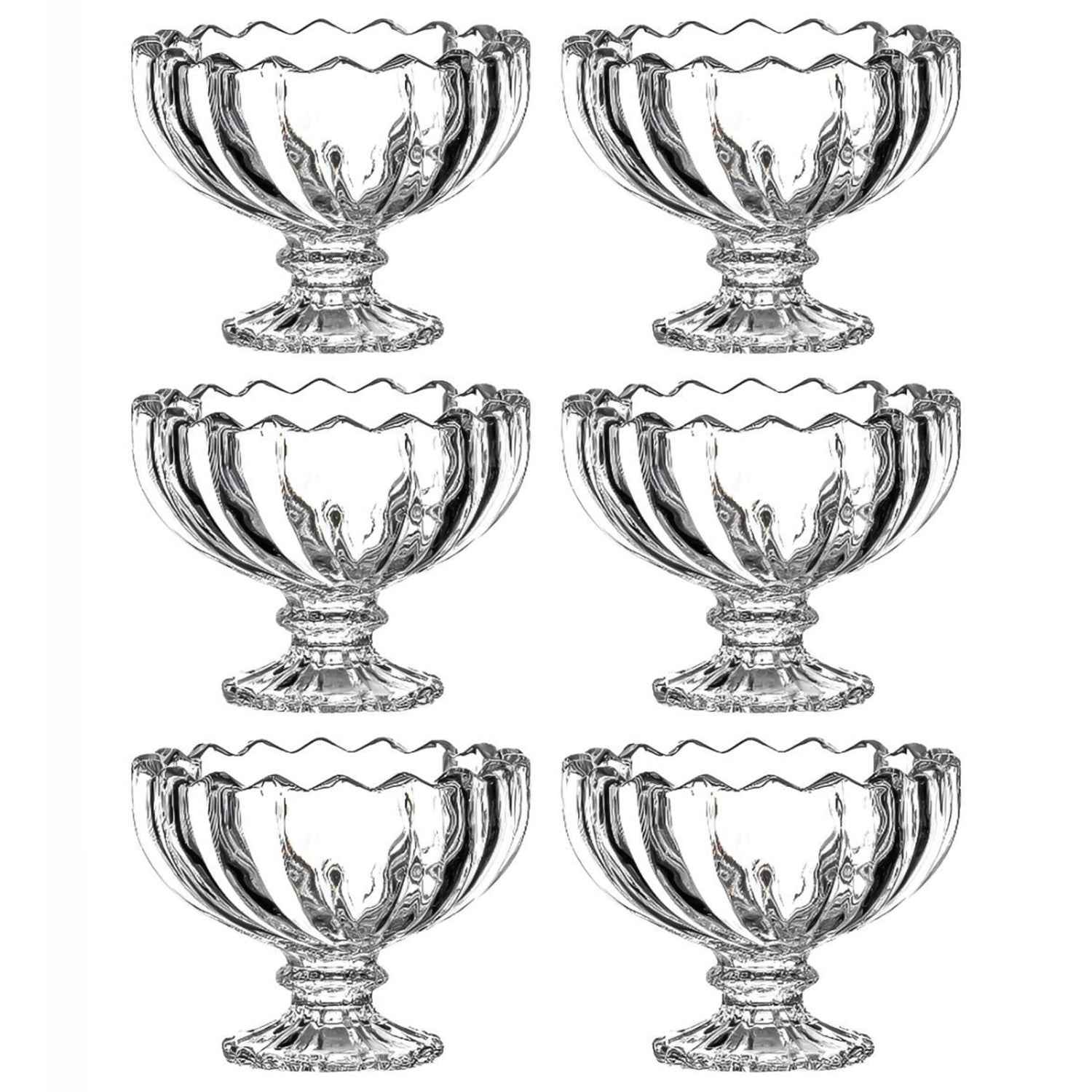 Glass Ice Cream Bowls Glass Dessert Cups For Sundae (6 Pcs)