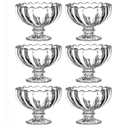 Glass Ice Cream Bowls Glass Dessert Cups For Sundae (6 Pcs)