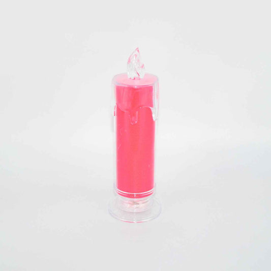 8438 Red Led Flameless Candles Battery Operated Pillar Candles Flickering Realistic Decorative Lamp Votive Transparent Flameless Ornament Tea Party Decorations For Hotel Scenehome Decor Restaurant Diwali Decoration Candle Crystal Lamp (1 Pc)