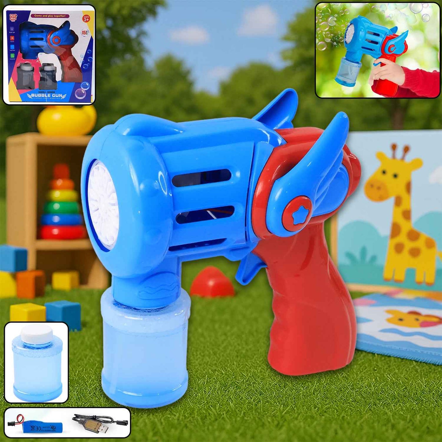 Rechargeable Bubble Gun Toy For Kids (1 Set)