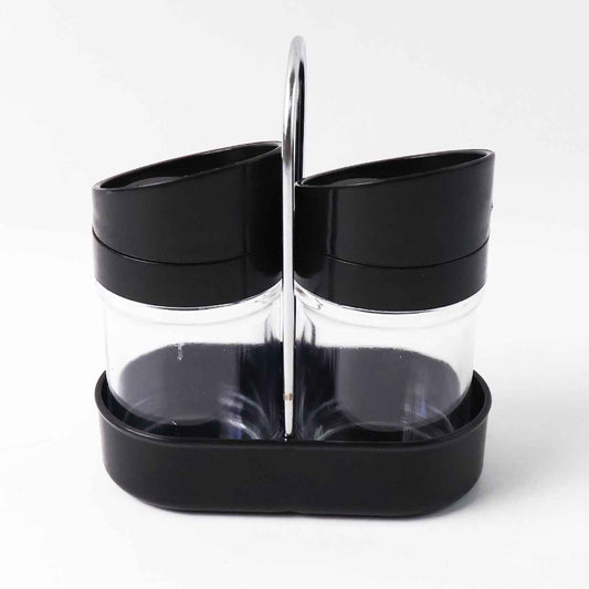 Apex Helix Salt N Pepper 2-piece Plastic Jar Set With Stand