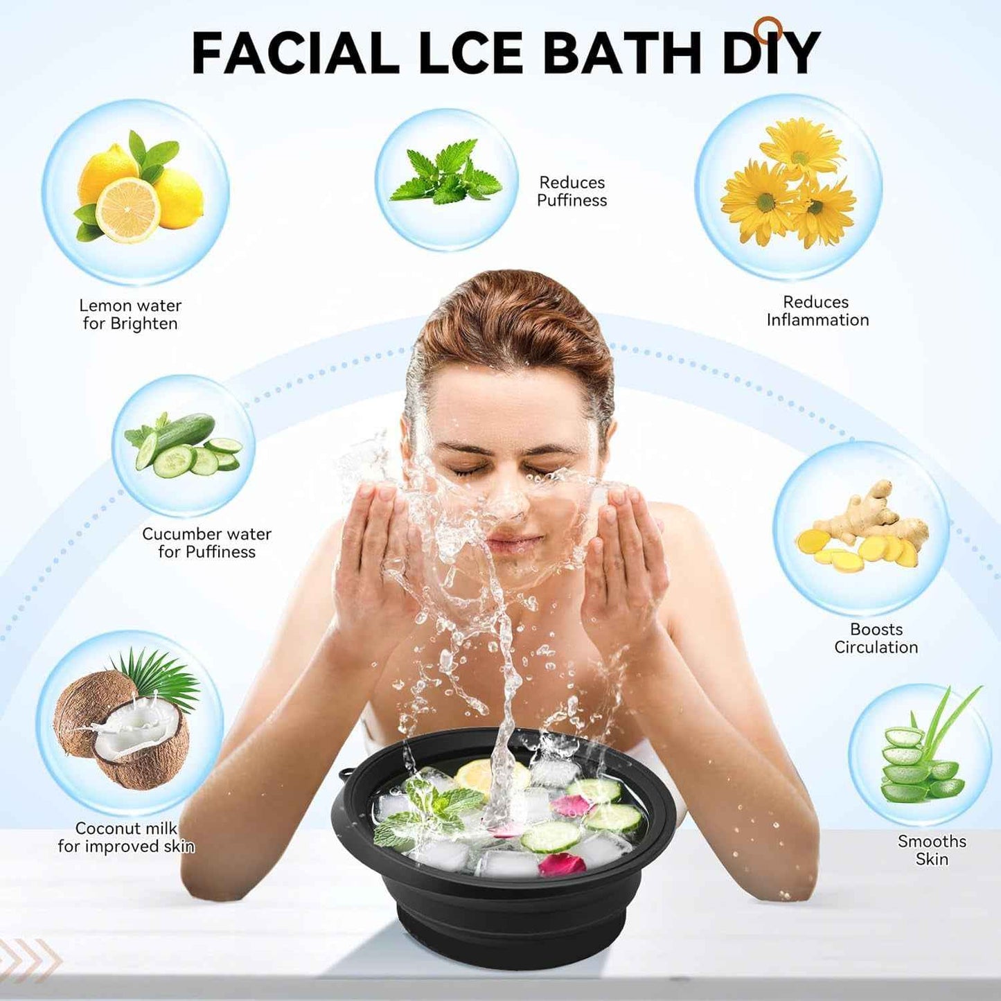 Portable Foldable Silicone Ice Bath Bowl (1 Pc)