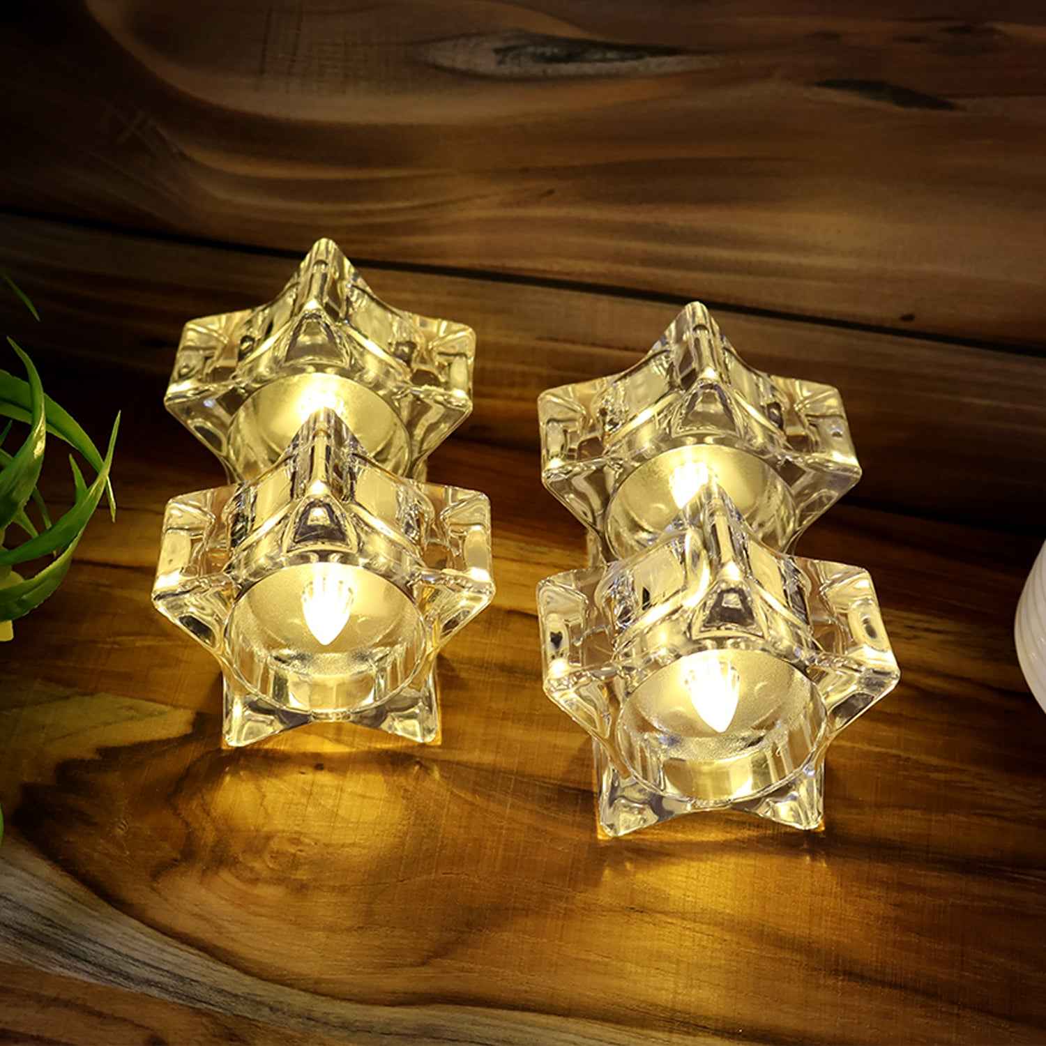 Flameless Star-shaped Led Candles (4 Pc  Set)