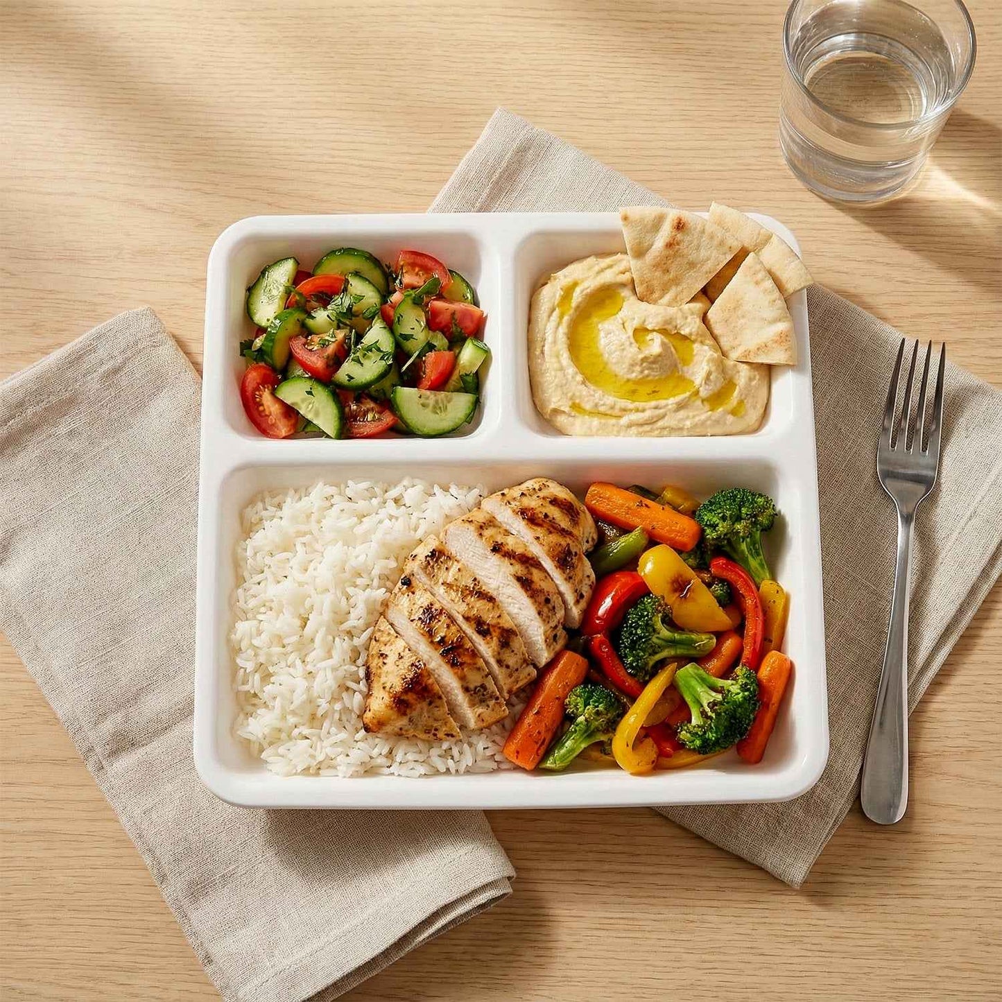Plastic 3-compartment Plate For Meal Serving