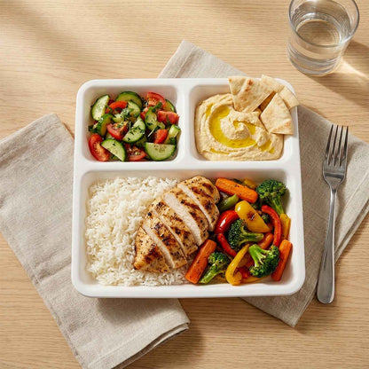 Plastic 3-compartment Plate For Meal Serving