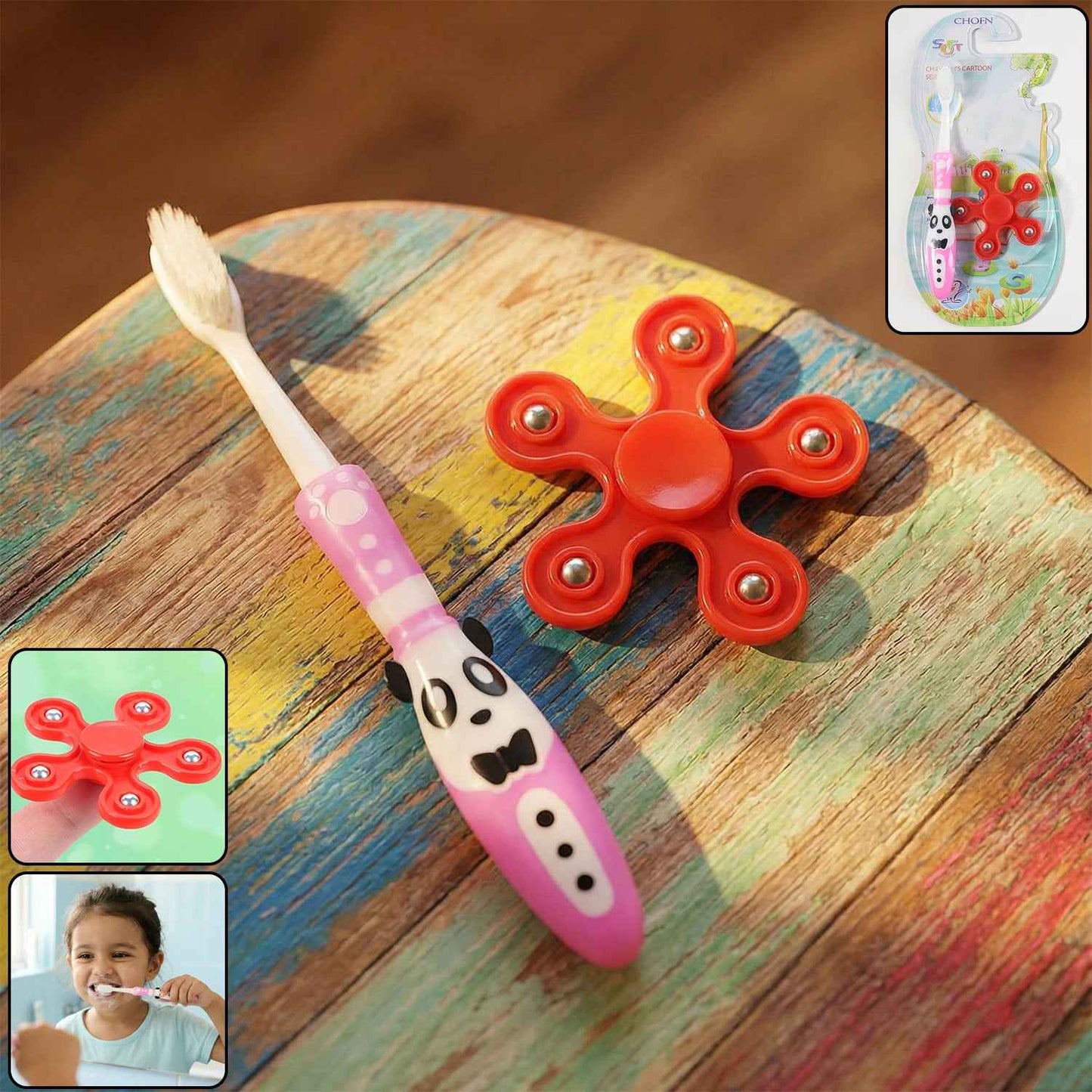 Kids Toothbrush And Fidget Spinner Toy Set