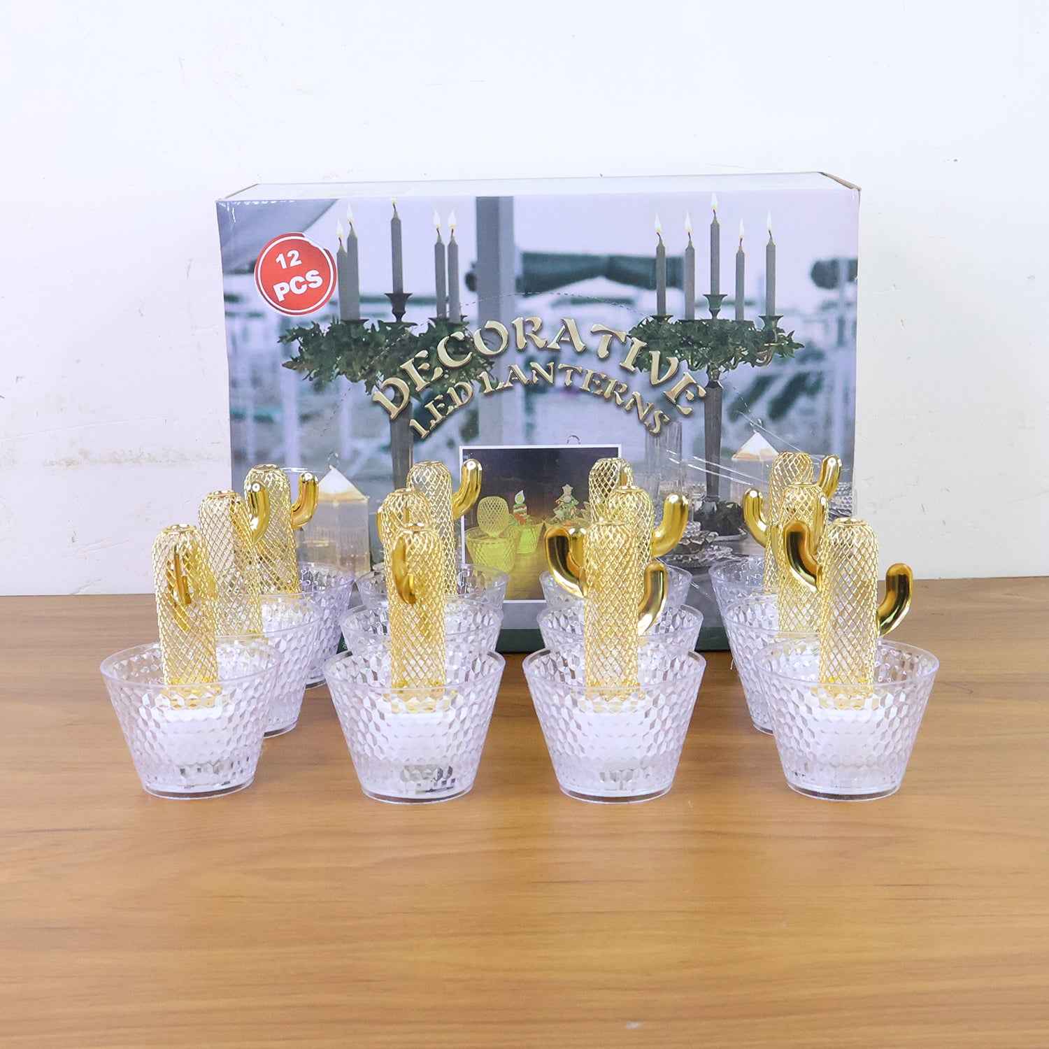 Decorative Cactus Shape Led Tealight Candles (12 Pc)