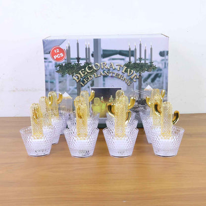 Decorative Cactus Shape Led Tealight Candles (12 Pc)