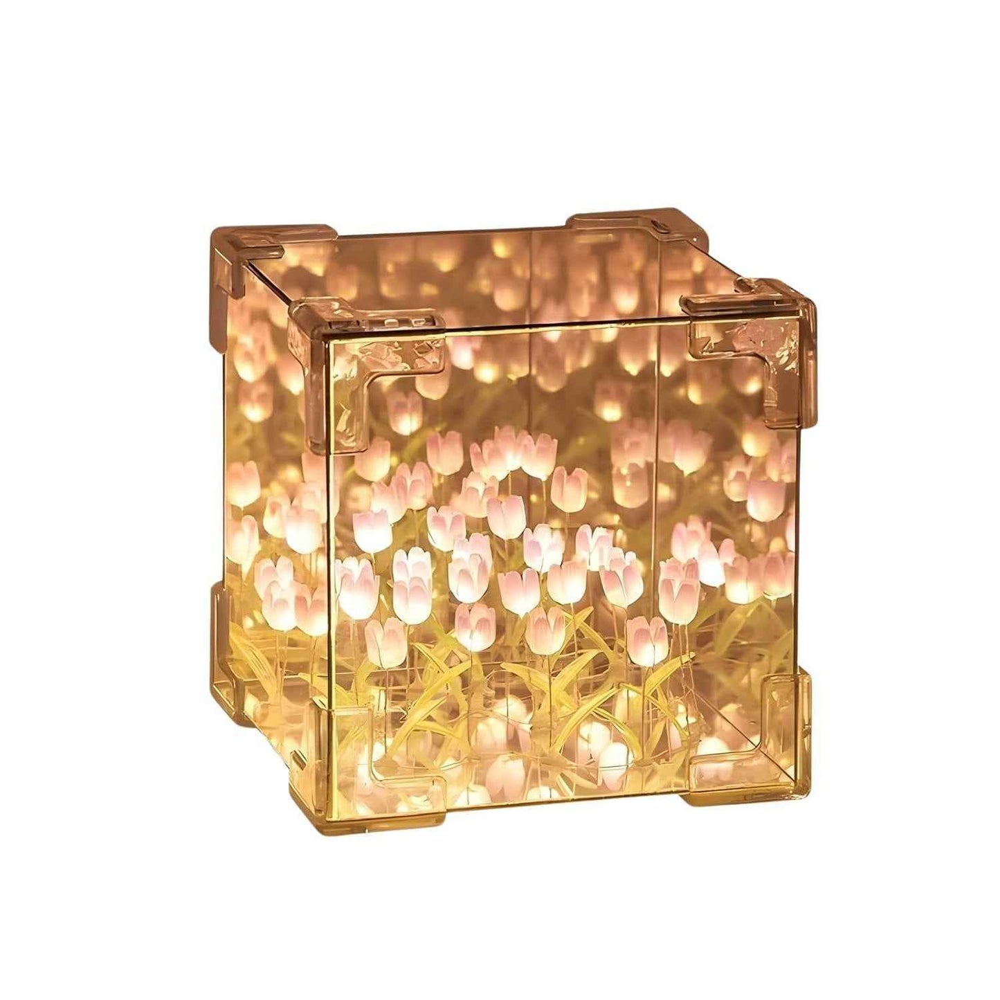 Decorative Tulip Flower Led Cube Night Lamp Set (1 Set  Mix Color)