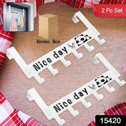 Heavy-duty Carbon Steel Door Hook Hanger Rack (2 Pc  6 Hook  White)