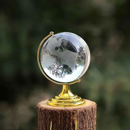 Crystal Globe  World Map 50 Mm With Golden Stand (1 Pc)