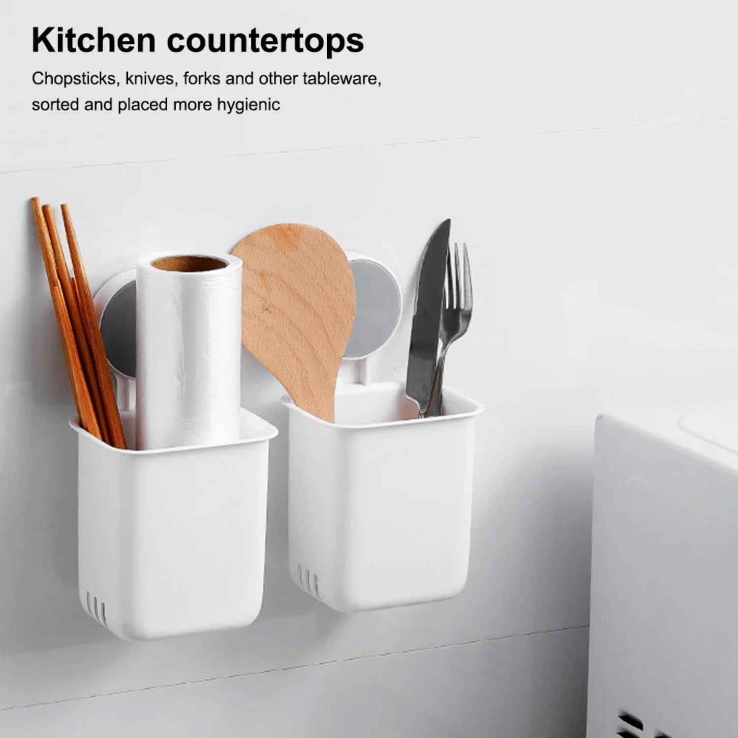 Wall Mounted Bathroom Storage Organizer Cup Set (2 Pc Set)