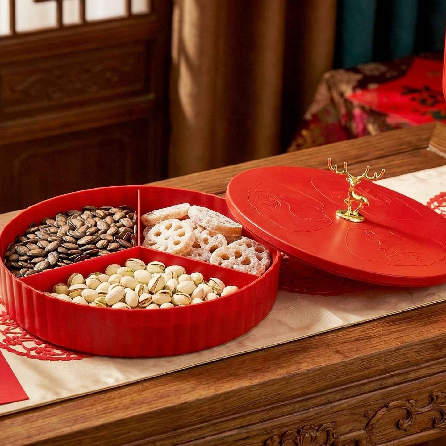 2 Layer Multipurpose Decorative Dry Fruit And Snack Serving Tray (1 Pc)