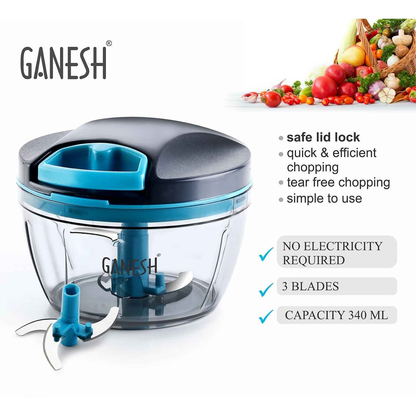 8106 Ganesh Wonder Chopper Grey (470ml)