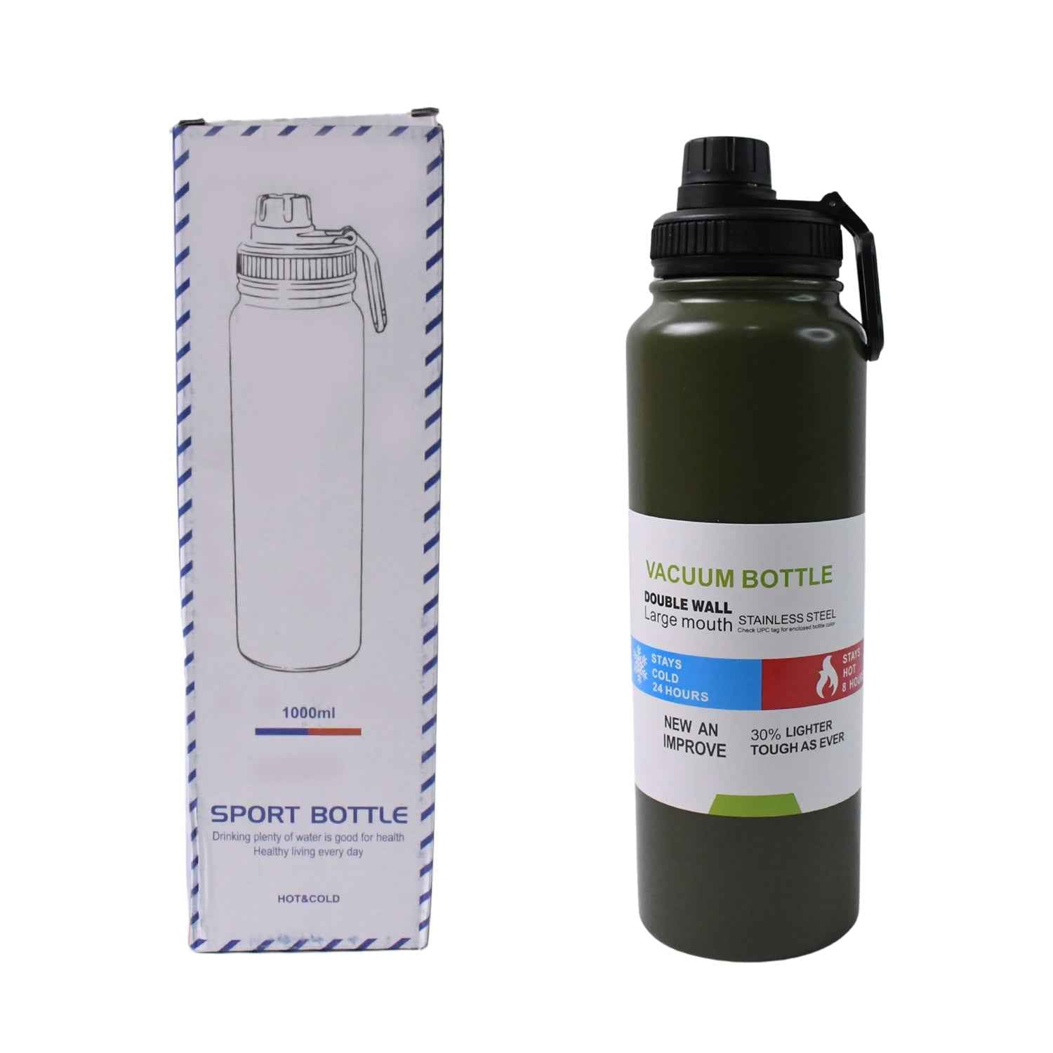 Stainless Steel Double Wall Vacuum-insulated Drink Water Bottle (1000 Ml  Mix Color)