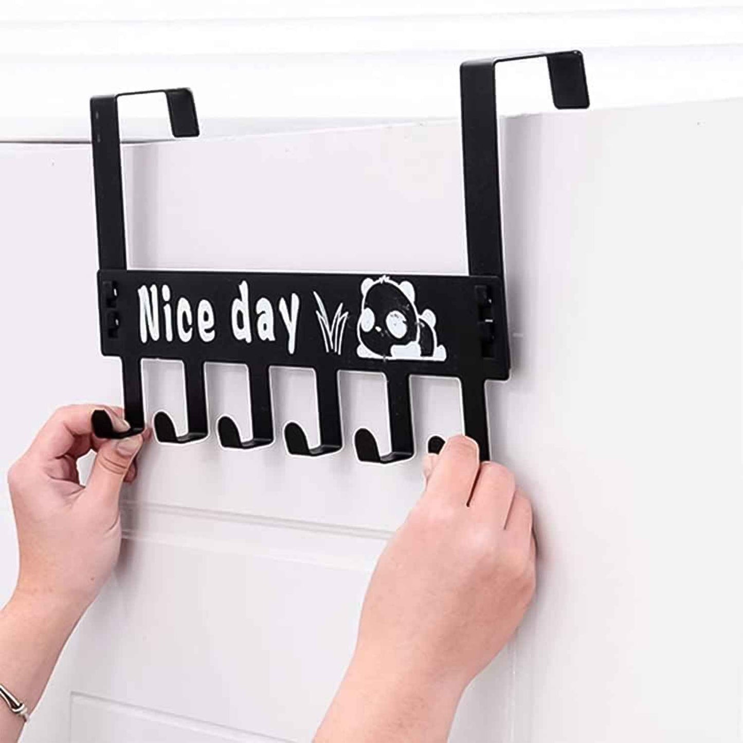 Heavy-duty Carbon Steel Door Hook Hanger Rack (2 Pc  6 Hook  Black)