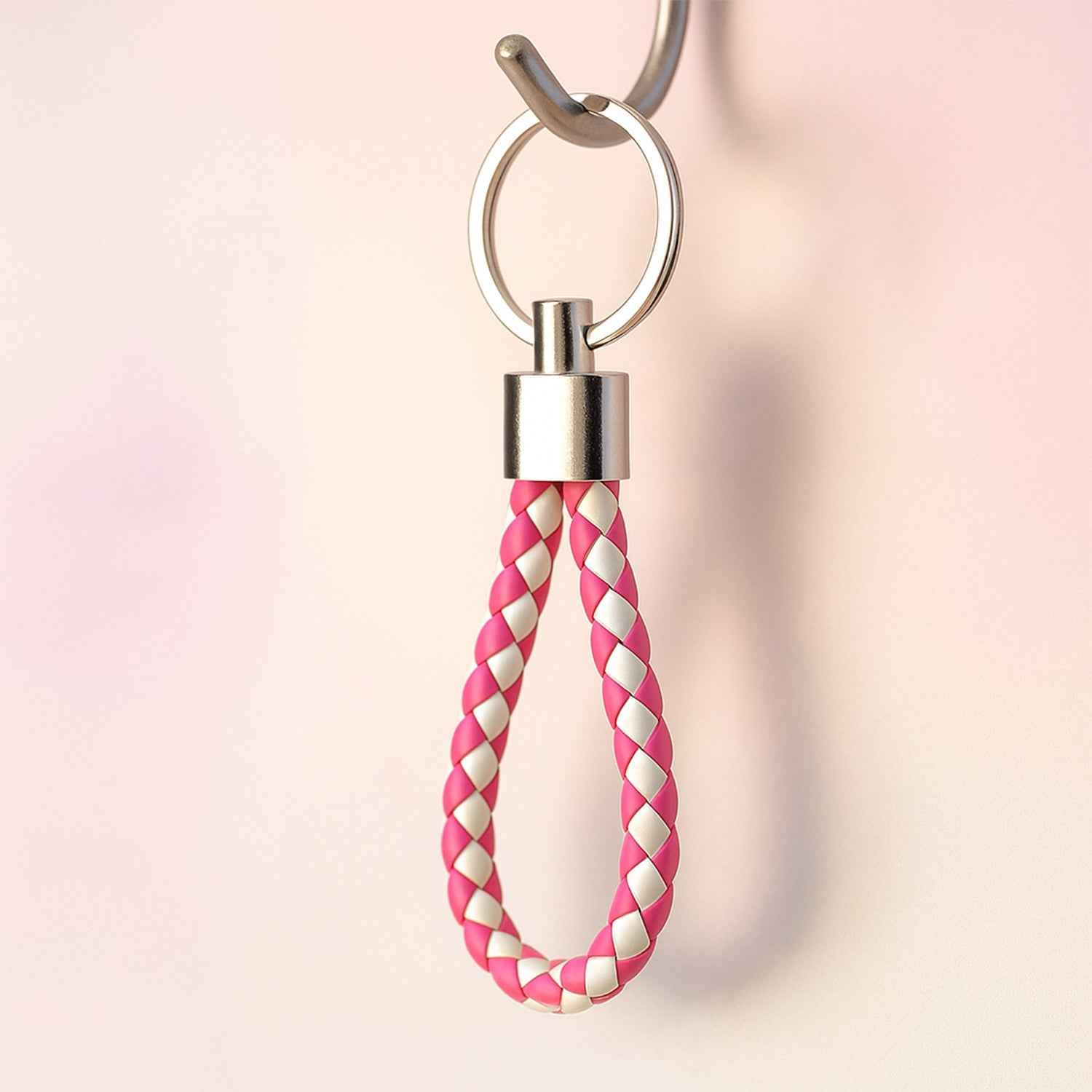 Leather Style Keychain With Metal Ring - (1 Pc)