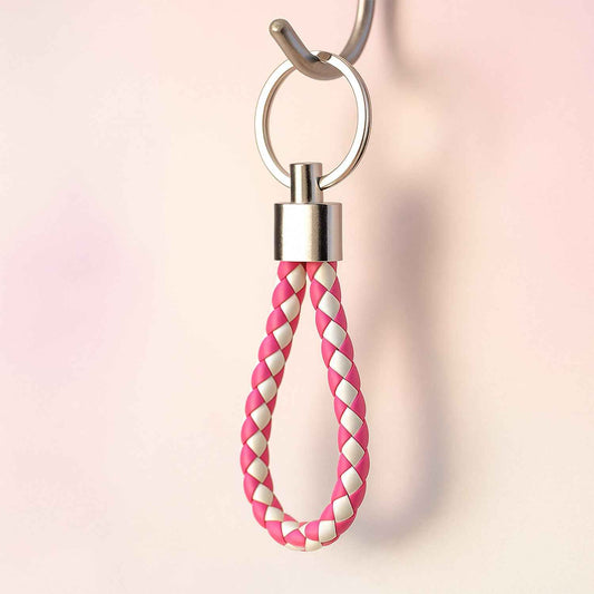 Leather Style Keychain With Metal Ring - (1 Pc)