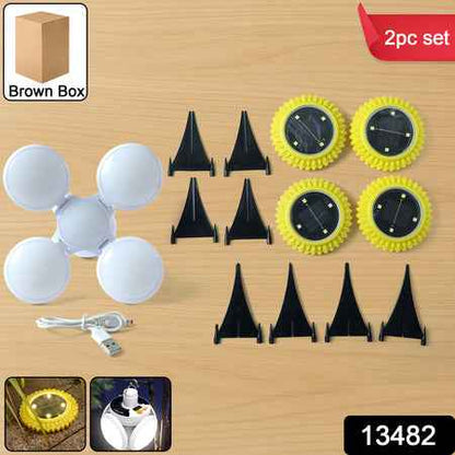 Solar Garden Decorative Led Ground Lights (2 Pc Set)