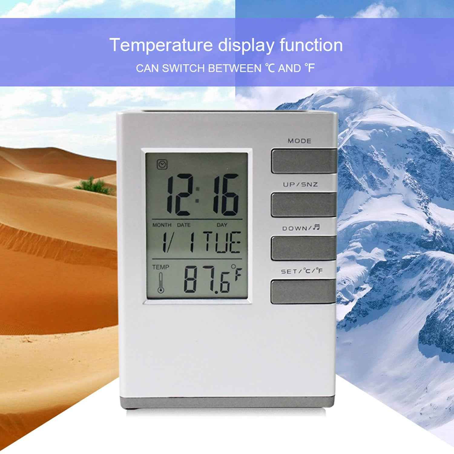 Multifunction Cube Digital Desk Clock With Pen Holder (1 Pc)
