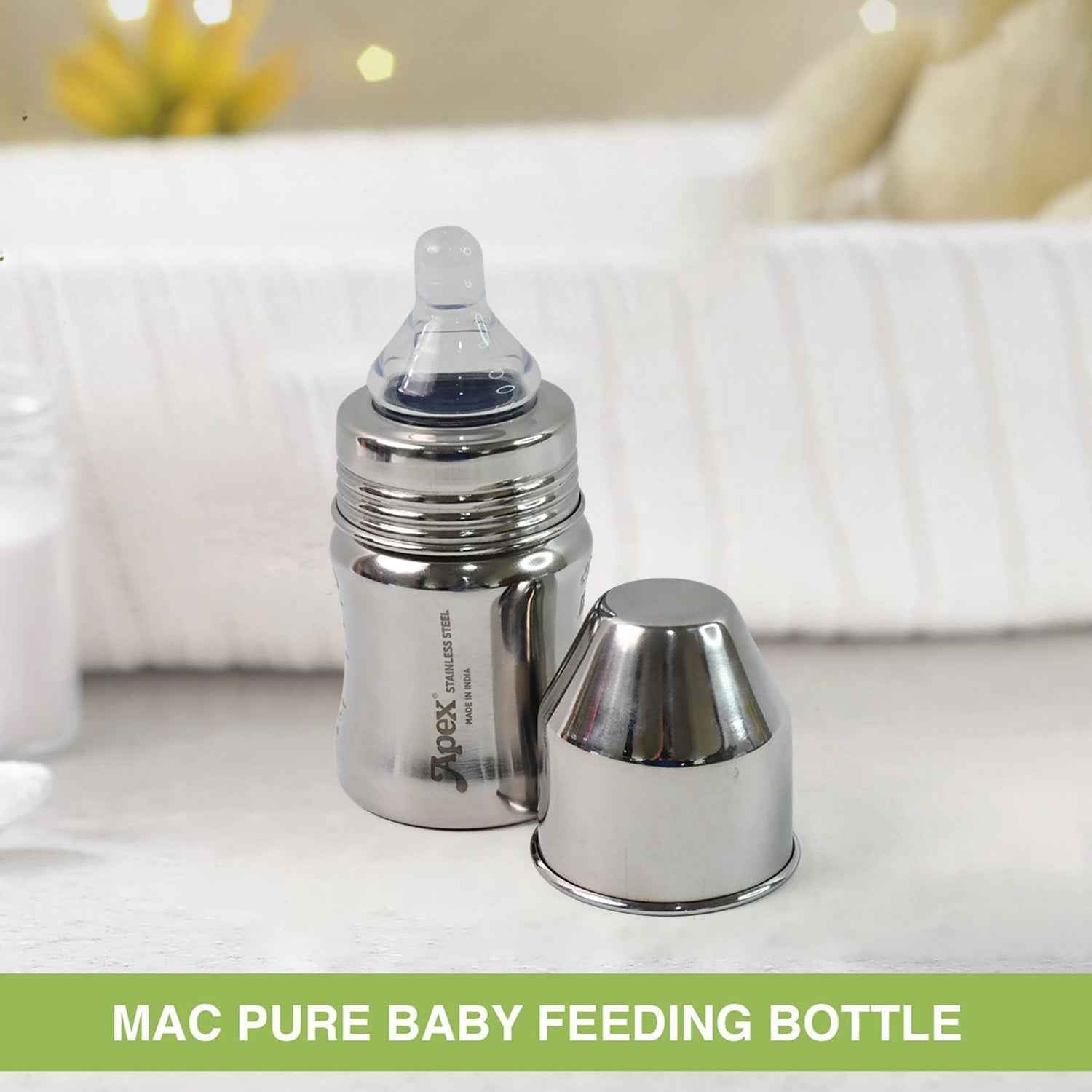 Apex Premium Stainless Steel Baby Feeding Bottle (125 Ml  1 Pc)