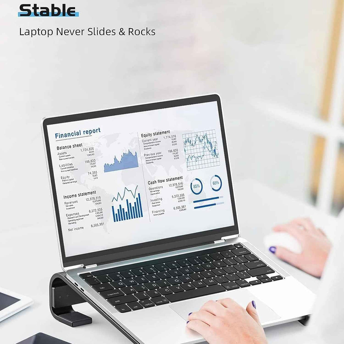 Fixed Metal Laptop Stand For Desk (25  26 Cm)