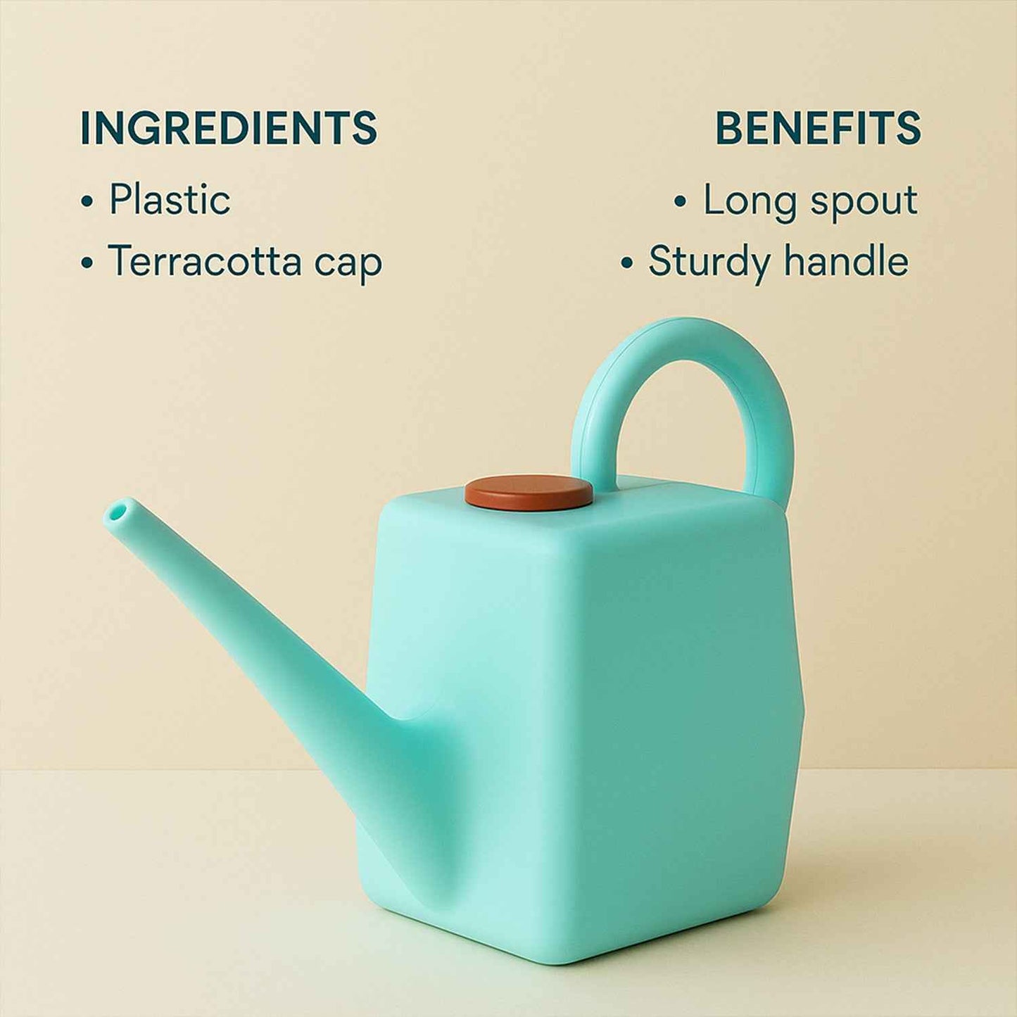 2 Litre Heavy-duty Plastic Gardening Watering Can With Long Spout  Ergonomic Handle