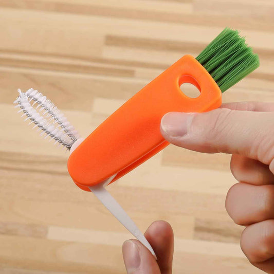 6483  3 In 1 Multifunctional Cleaning Brush Mini Glass Cover Cleaning Brush Bottle Cleaning Brush Set Cup Cleaner Brush Bottle Cap Detail Brush For Bottle Cup Cover Lid Home Kitchen Washing Tool (1 Pc)