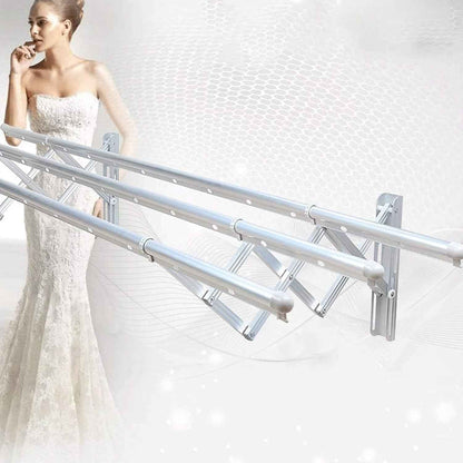 8785 Clothes Rail Rack Clothes Drying Racks Airer Clothes Drying Rack Wall Mounted Clotheshorse Clothes Airer Washing Cloth Line Extendable Fold Towel Rack Bar For Bathroom Indoor Outdoor