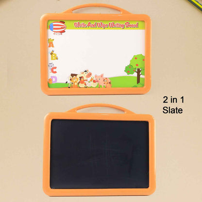 2-in-1 Double-sided Write And Wipe Educational Drawing Board For Kids (1 Set)