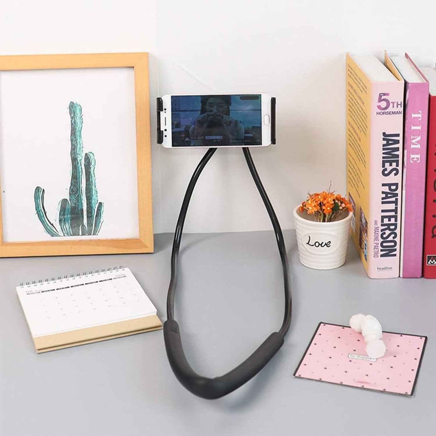 Neck Phone Holder  Desktop Lazy Stand - (1 Pc)